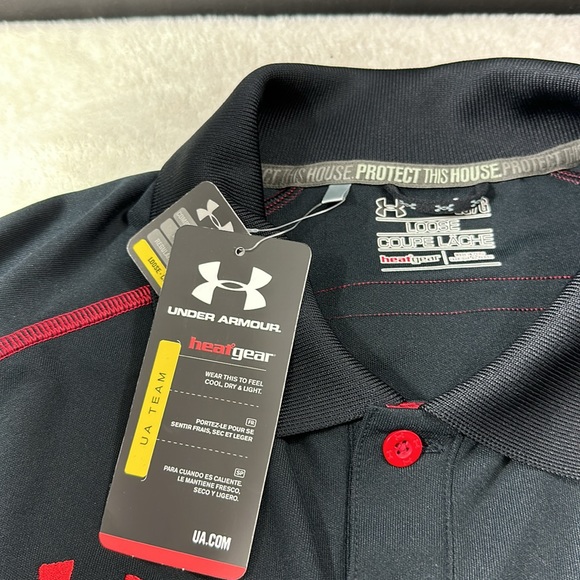Under Armour Mustangs Mens Polo Black and Red Size Large - Picture 5 of 6